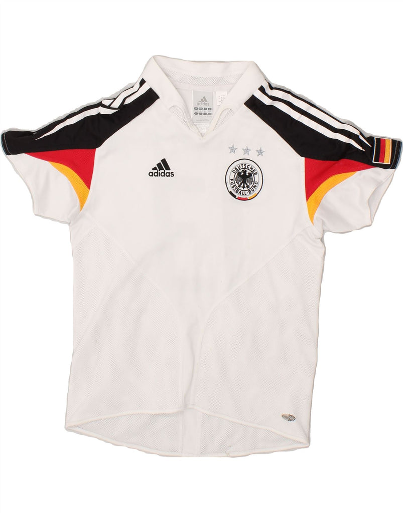 ADIDAS Boys Deutscher Fussball Bund Polo Shirt 9-10 Years Medium White | Vintage Adidas | Thrift | Second-Hand Adidas | Used Clothing | Messina Hembry 