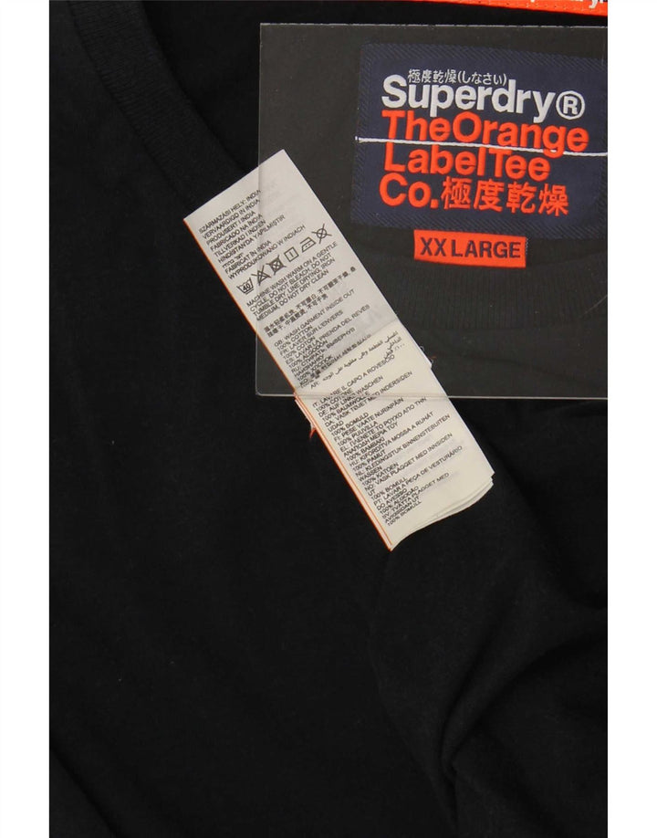 Superdry Mens Top Long Sleeve 2XL Navy Blue Cotton