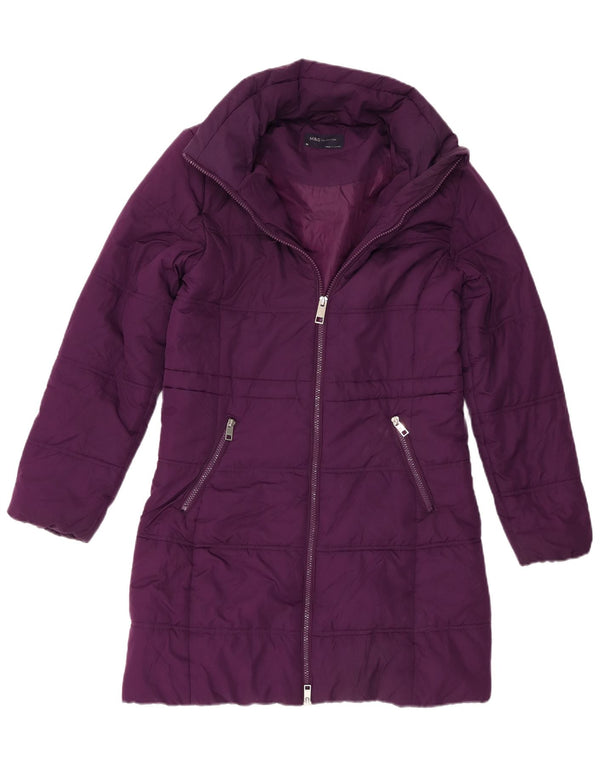 Marks & Spencer Womens Padded Coat UK 10 Small Purple Polyester