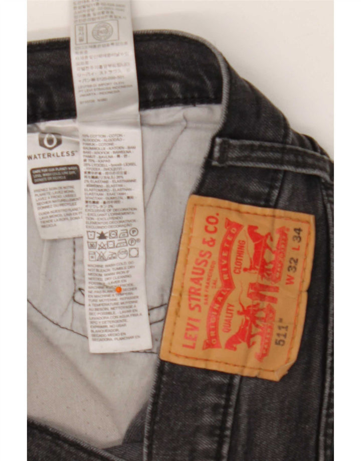Levi's Mens 511 Slim Jeans W32 L34 Black Cotton