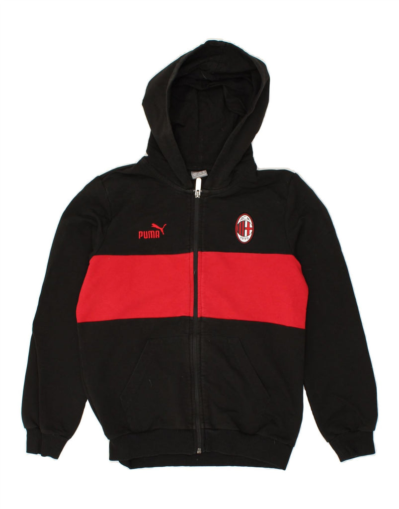 PUMA Boys AC Milan Graphic Zip Hoodie Sweater 11-12 Years Black | Vintage Puma | Thrift | Second-Hand Puma | Used Clothing | Messina Hembry 