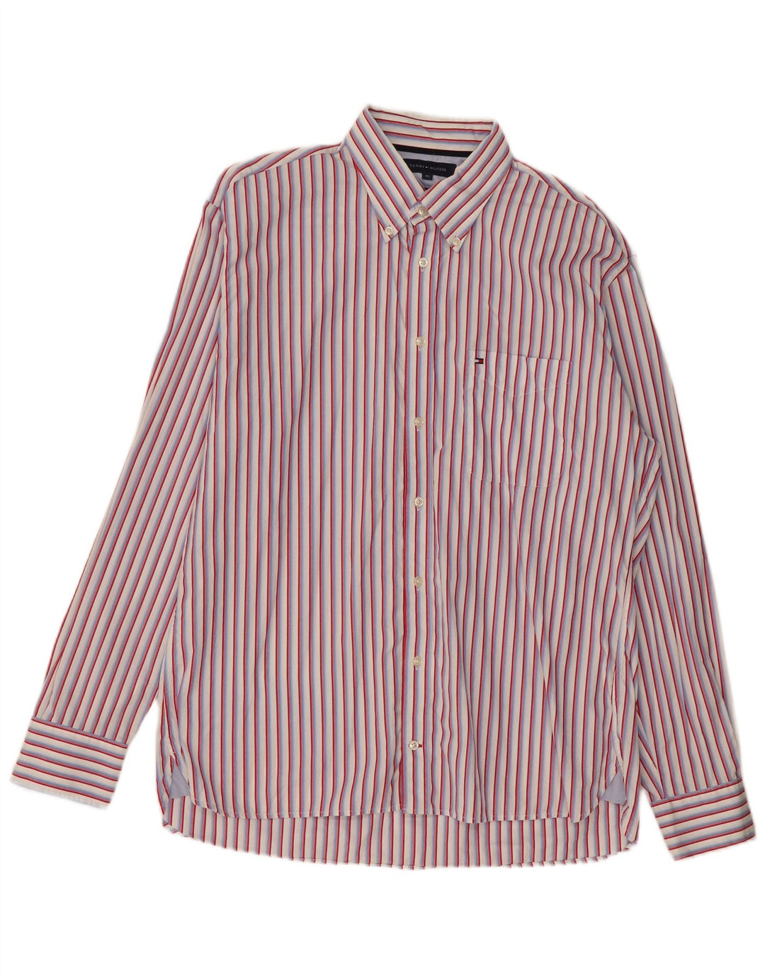 TOMMY HILFIGER Mens Shirt XL Red Striped Cotton