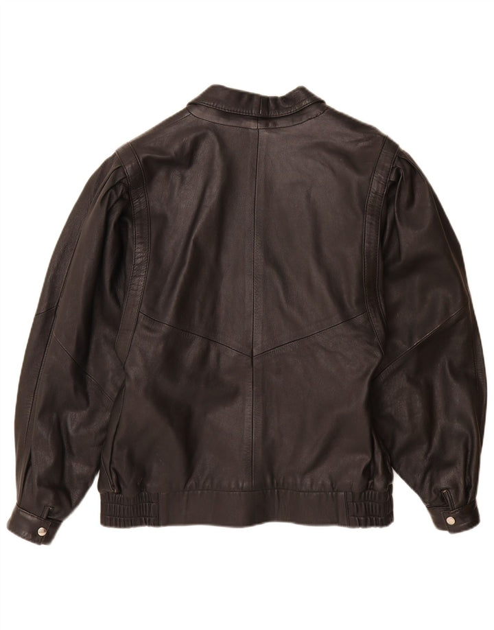 Vintage Womens Leather Jacket IT 42 Medium Black