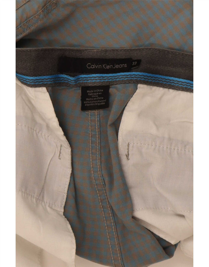 Calvin Klein Mens Cargo Shorts W33 Large Blue Gingham