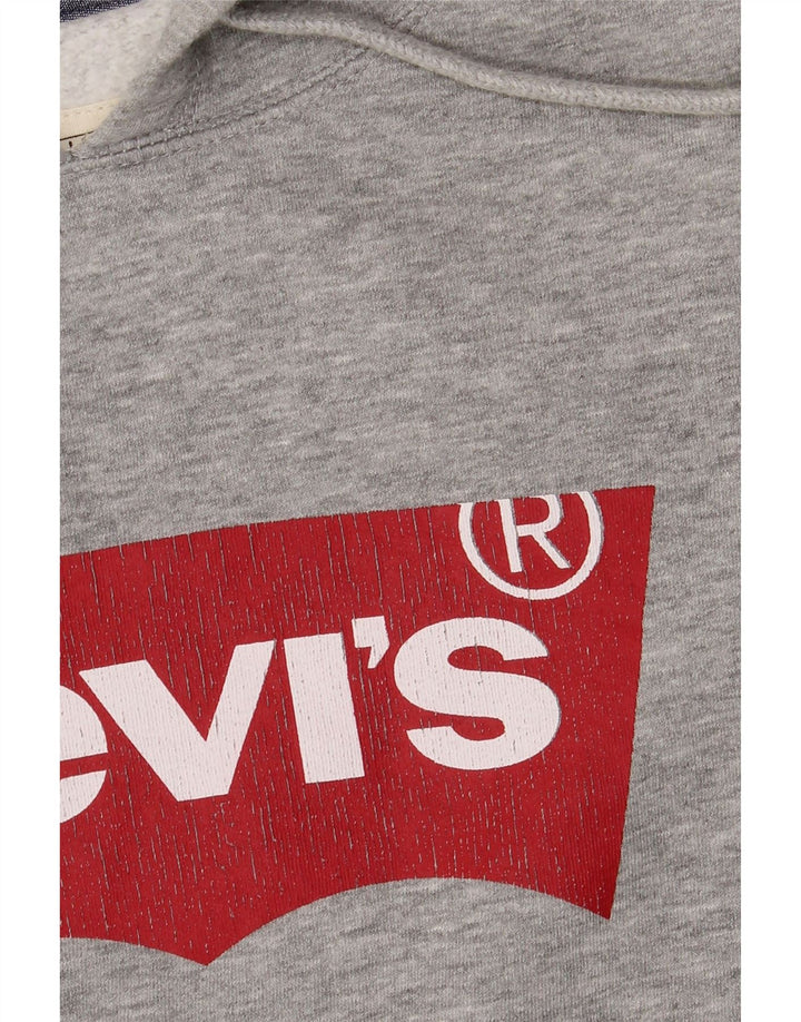 Levi's Mens Graphic Hoodie Jumper Large Grey Flecked Cotton