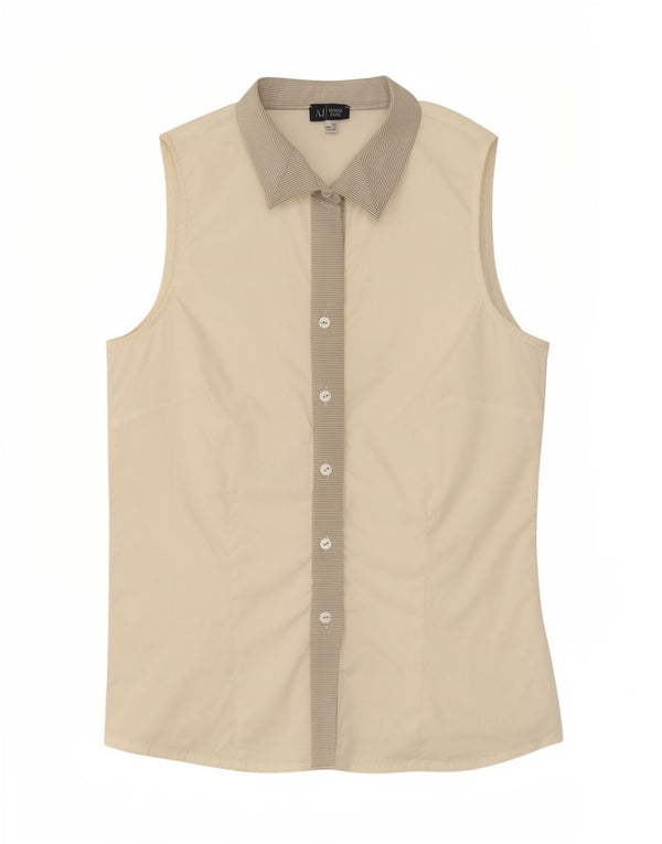 Armani Jeans Womens Sleeveless Shirt Blouse EU 42 Medium White Striped
