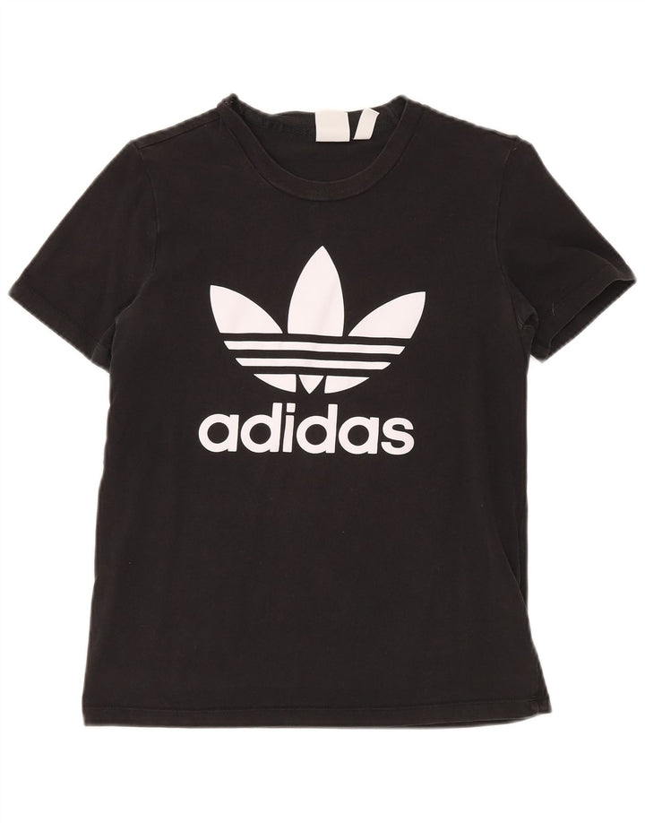 Adidas Womens Graphic T-Shirt Top UK 12 Medium Black Cotton