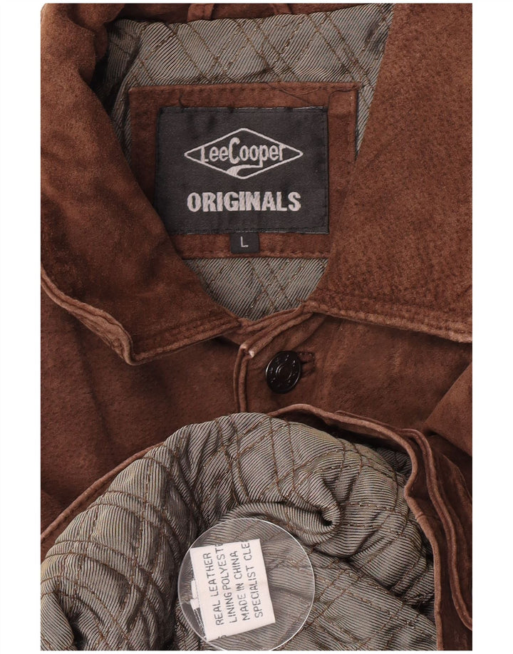Lee Mens Suede Jacket UK 40 Large Brown Leather