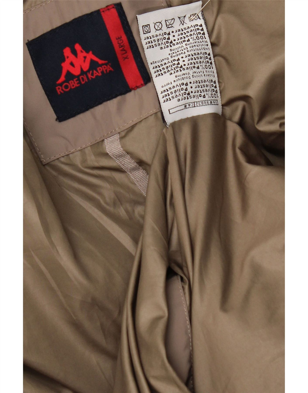 Kappa Mens Hooded Padded Jacket UK 42 XL Beige Polyester