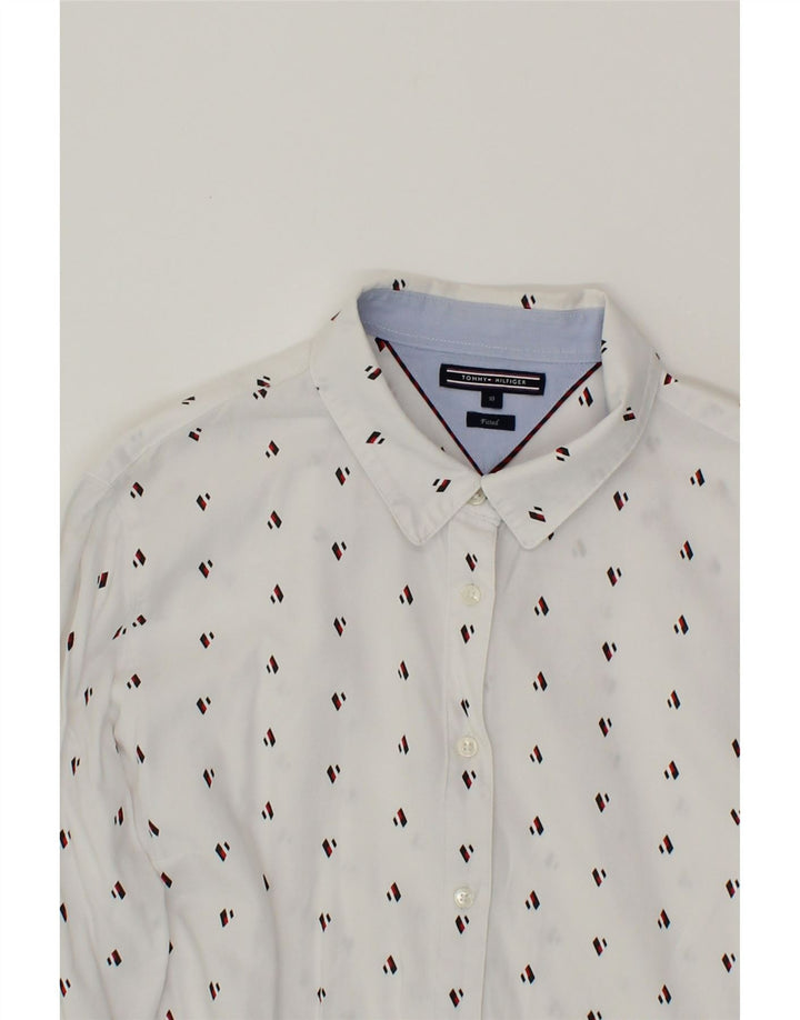 TOMMY HILFIGER Womens Abstract Pattern Shirt US 10 Large White Vintage Tommy Hilfiger and Second-Hand Tommy Hilfiger from Messina Hembry 