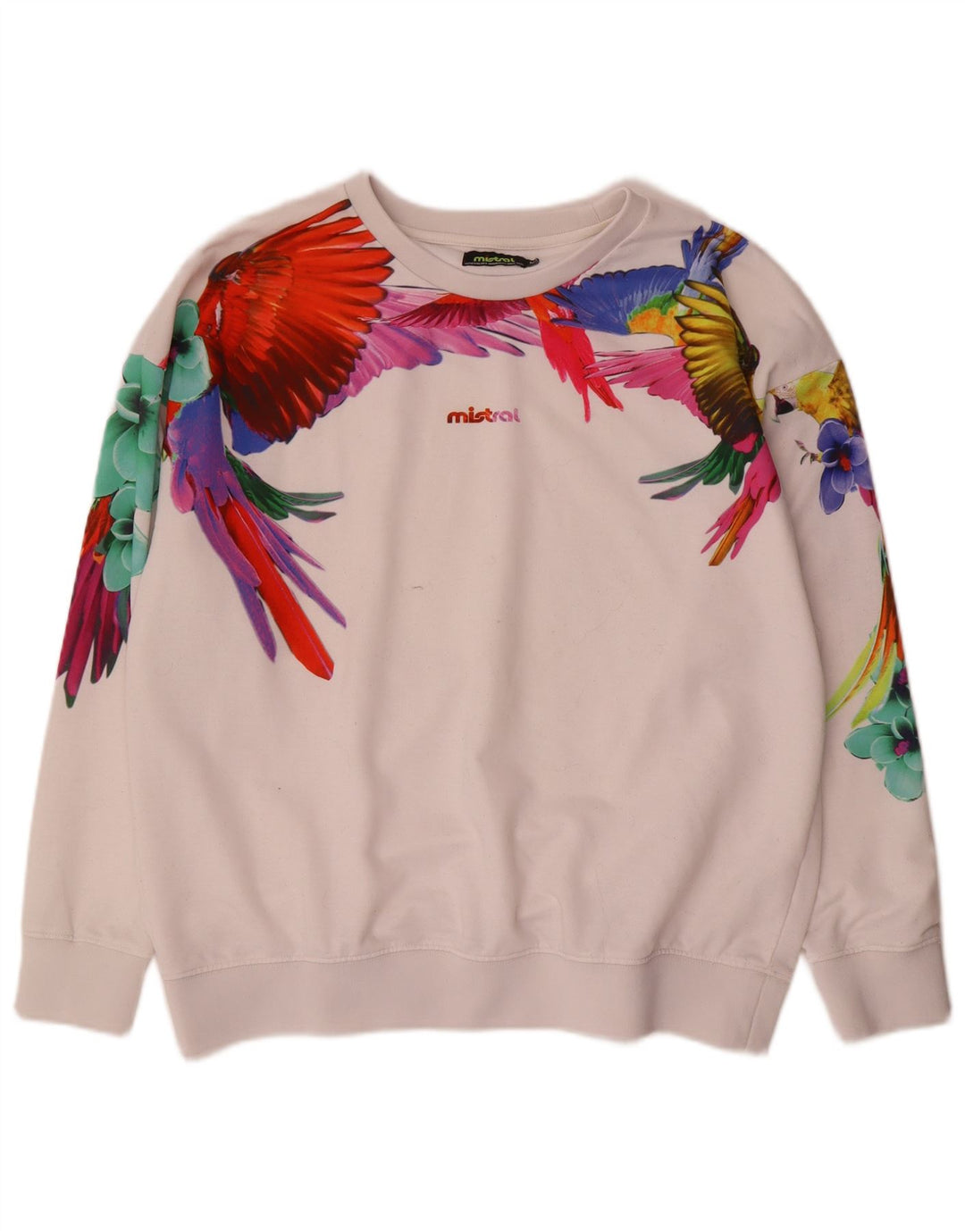 Mistral Womens Sweatshirt Jumper UK 14 Medium White Floral Hawaiian