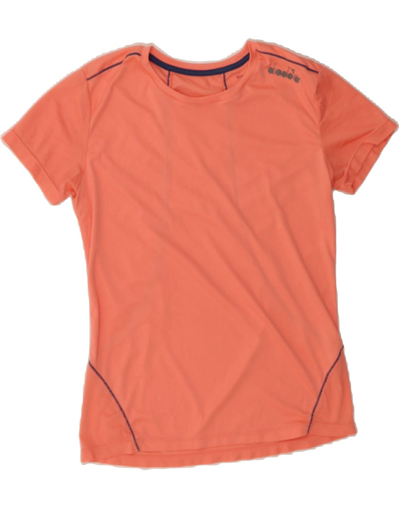 DIADORA Womens T-Shirt Top UK 14 Large Orange Vintage Diadora and Second-Hand Diadora from Messina Hembry 