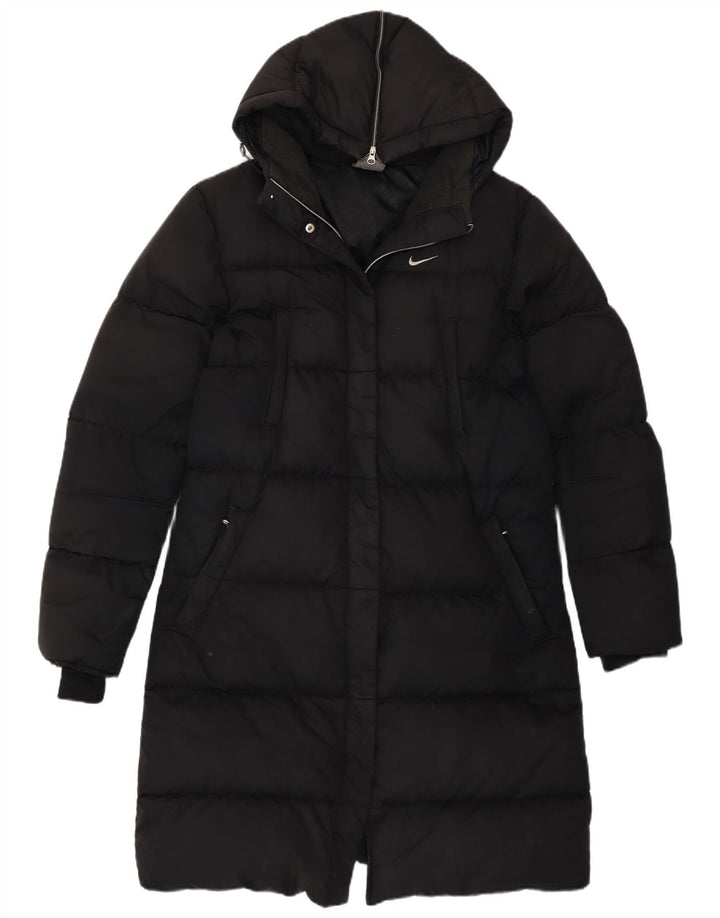 Nike Womens Hooded Longline Padded Coat UK 8/10 Small Black