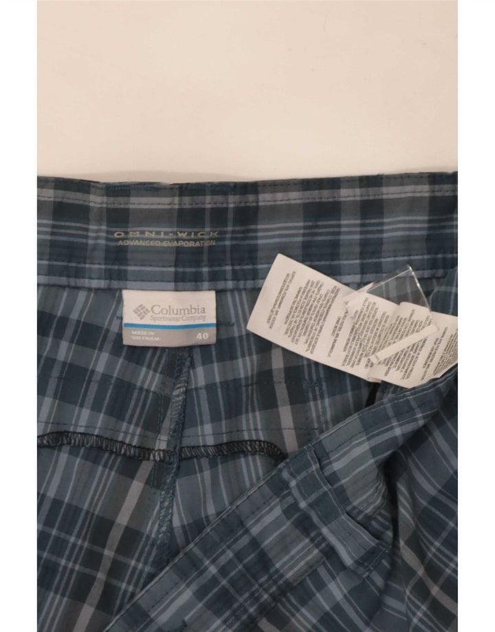 Columbia Mens Cargo Shorts W40 XL Blue Check Polyester