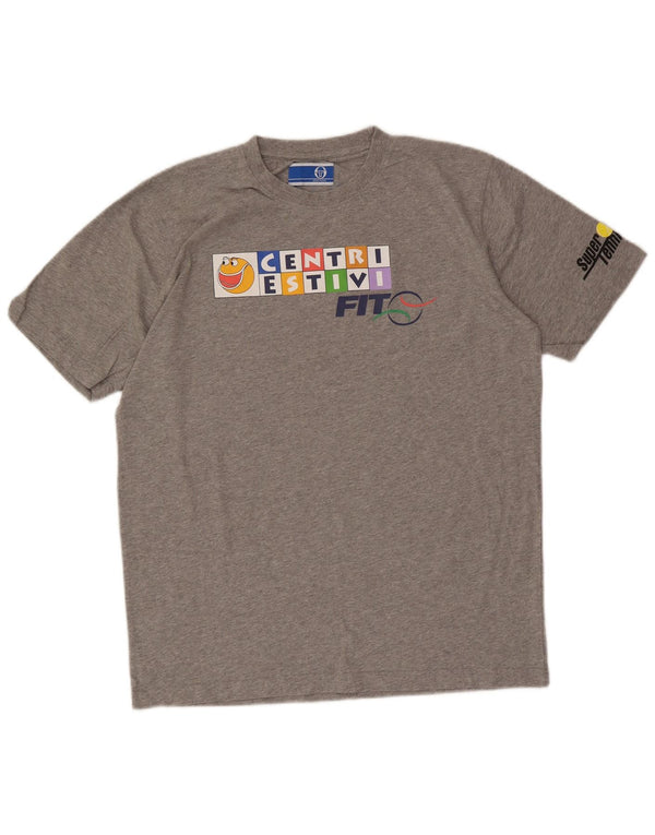 Sergio Tacchini Mens Graphic T-Shirt Top Large Grey Cotton