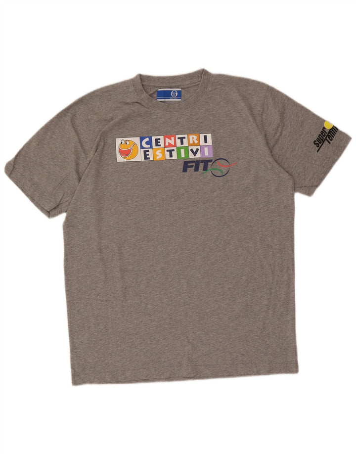 Sergio Tacchini Mens Graphic T-Shirt Top Large Grey Cotton