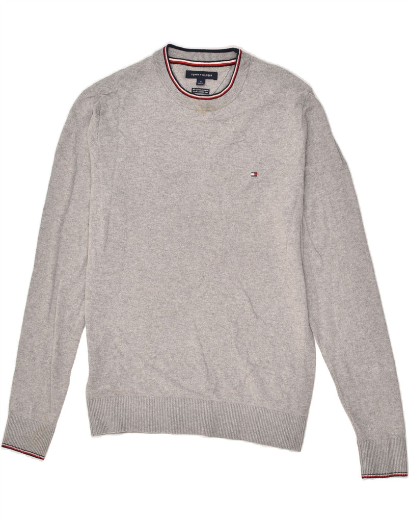 TOMMY HILFIGER Mens Crew Neck Jumper Sweater Medium Grey Cotton | Vintage Tommy Hilfiger | Thrift | Second-Hand Tommy Hilfiger | Used Clothing | Messina Hembry 