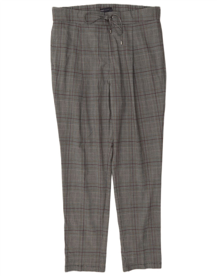 Marks & Spencer Womens Casual Trousers UK 16 Large W38 L31 Grey Check