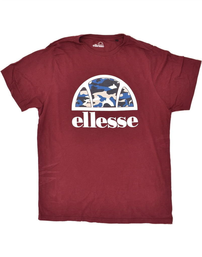 ELLESSE Mens Graphic T-Shirt Top XL Maroon | Vintage Ellesse | Thrift | Second-Hand Ellesse | Used Clothing | Messina Hembry 