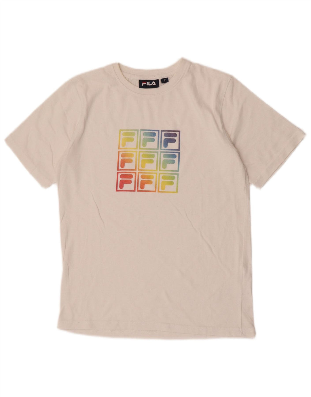 Fila Womens Graphic T-Shirt Top UK 12 Medium  White