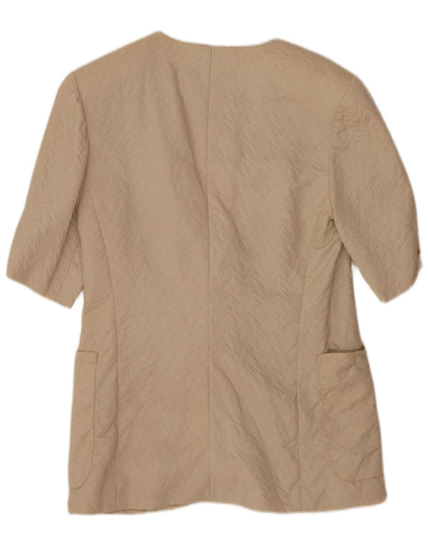 Vintage Womens Short Sleeve Blazer Jacket UK 12 Medium Beige
