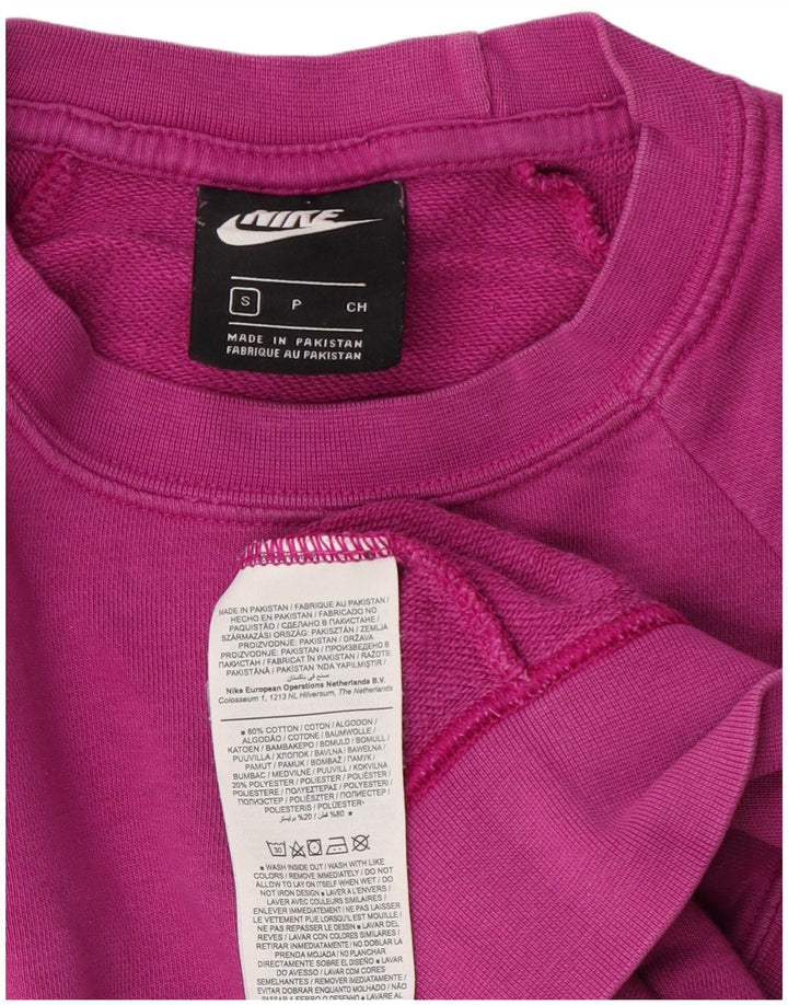 Nike Womens Oversized Sweatshirt Jumper UK 10 Small Pink Cotton