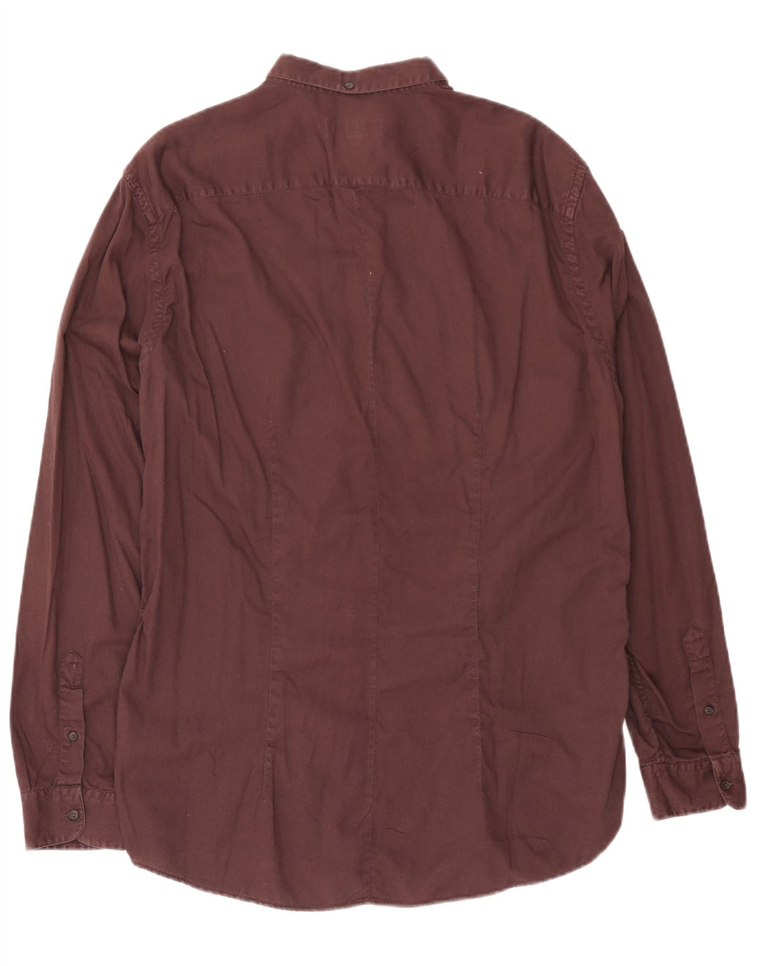 Trussardi Mens Shirt Size 44 XL Burgundy Cotton