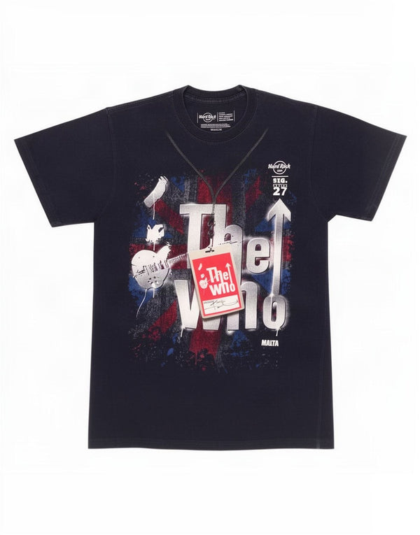 Hard Rock Cafe Mens Malta Graphic T-Shirt Top Small Navy Blue Cotton