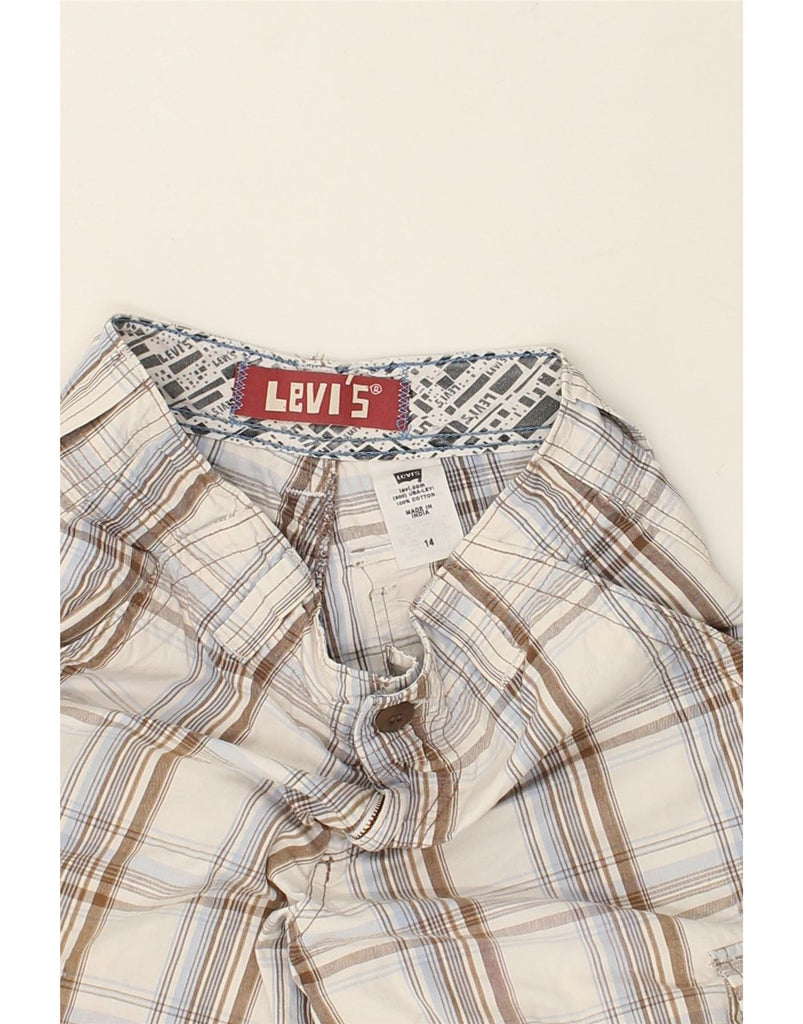 LEVI'S Boys Cargo Shorts 13-14 Years W26  White Check Cotton | Vintage Levi's | Thrift | Second-Hand Levi's | Used Clothing | Messina Hembry 