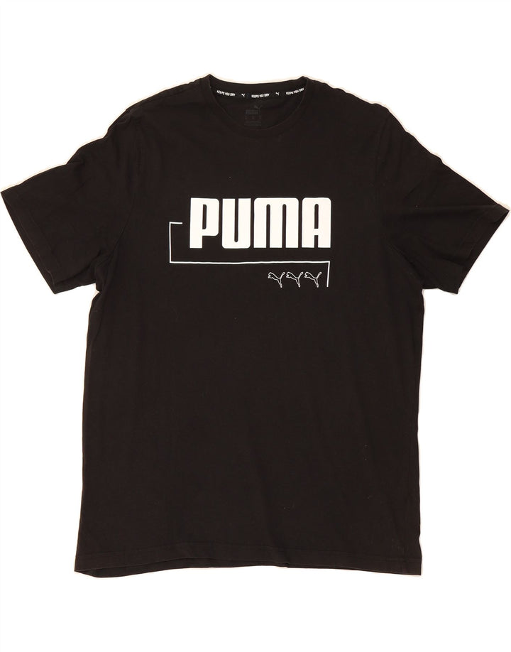 PUMA Mens Graphic T-Shirt Top XL Black Cotton Vintage Puma and Second-Hand Puma from Messina Hembry 