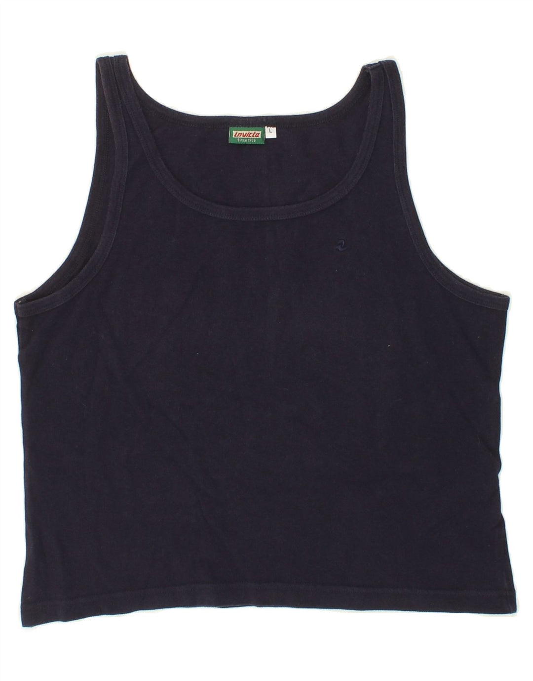 INVICTA Womens Crop Vest Top UK 14 Large Navy Blue Cotton Vintage Invicta and Second-Hand Invicta from Messina Hembry 