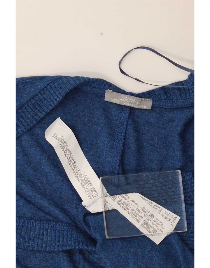 Zara Womens Oversized Top Long Sleeve UK 14 Medium Blue Viscose