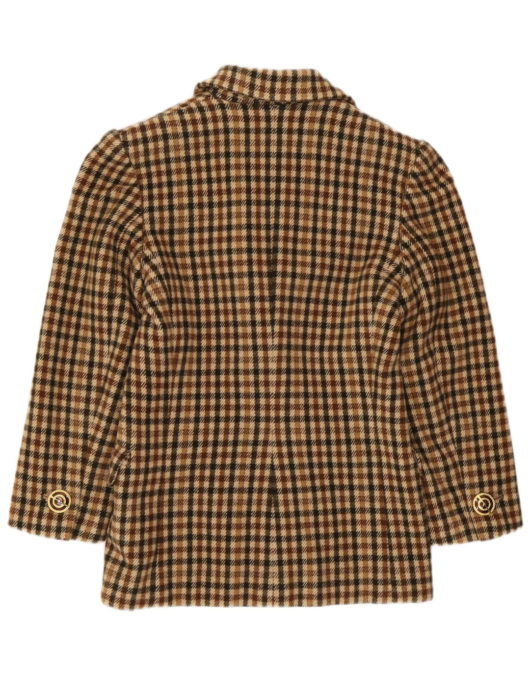 VINTAGE Womens 2 Button Blazer Jacket UK 8 Small Brown Check