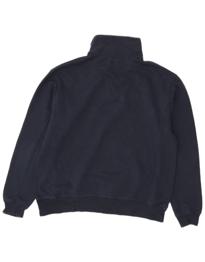 Zara Mens Zip Neck Sweatshirt Jumper Large Navy Blue Polyester