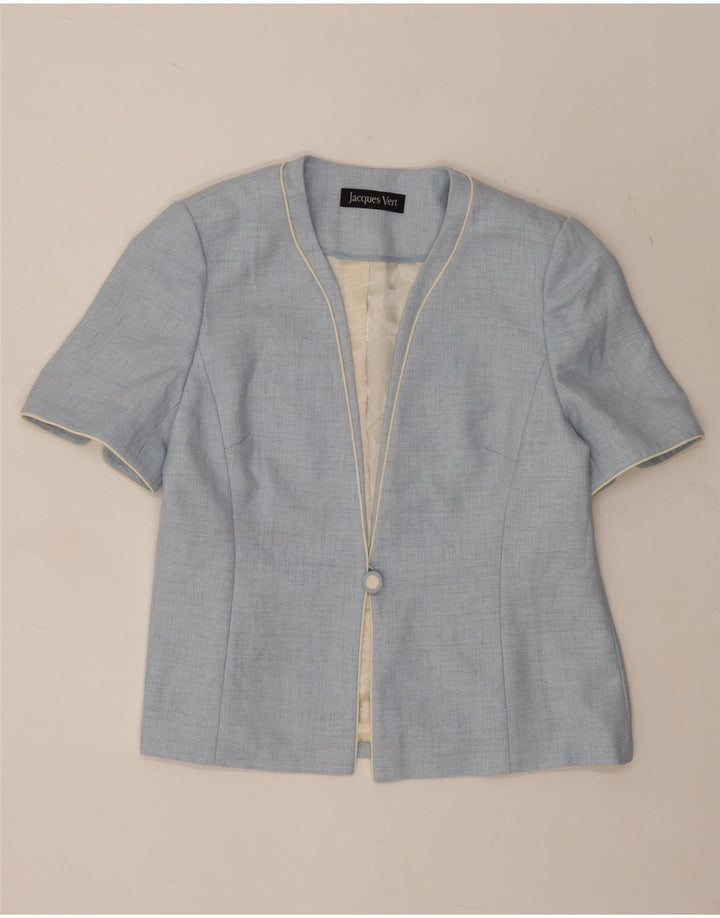 Jacques Vert Womens 1 Button Short Sleeve Blazer Jacket UK 14 Large Blue