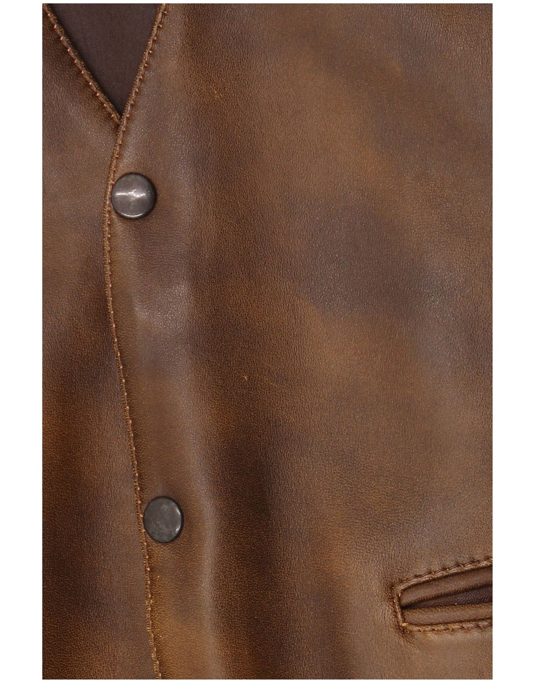 Vintage Mens Leather Waistcoat Medium Brown Leather