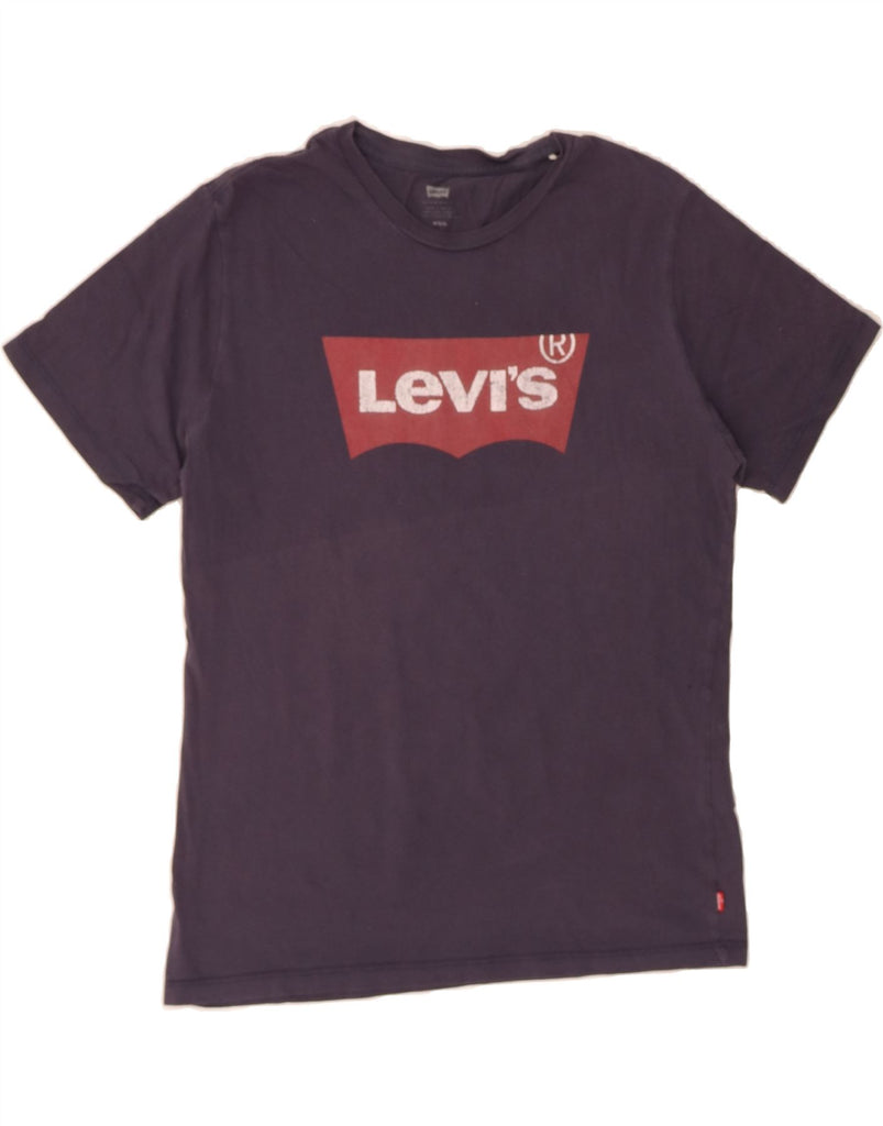LEVI'S Mens Graphic T-Shirt Top Medium Navy Blue Cotton Vintage Levi's and Second-Hand Levi's from Messina Hembry 