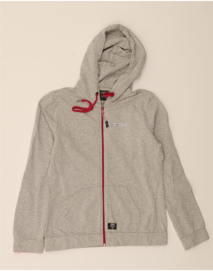 ERREA Womens Graphic Zip Hoodie Sweater UK 18 XL Grey Vintage Errea and Second-Hand Errea from Messina Hembry 