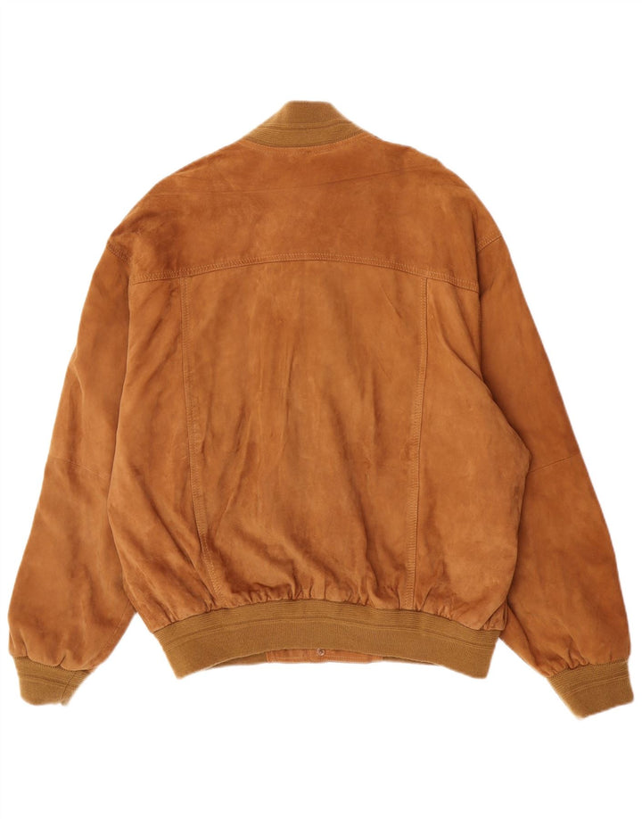 Vintage Mens Suede Bomber Jacket IT 52 XL Brown Leather