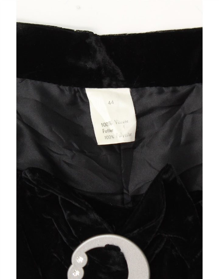 VINTAGE Womens Velvet High Waist Flared Skirt IT 44 Medium W28 Black