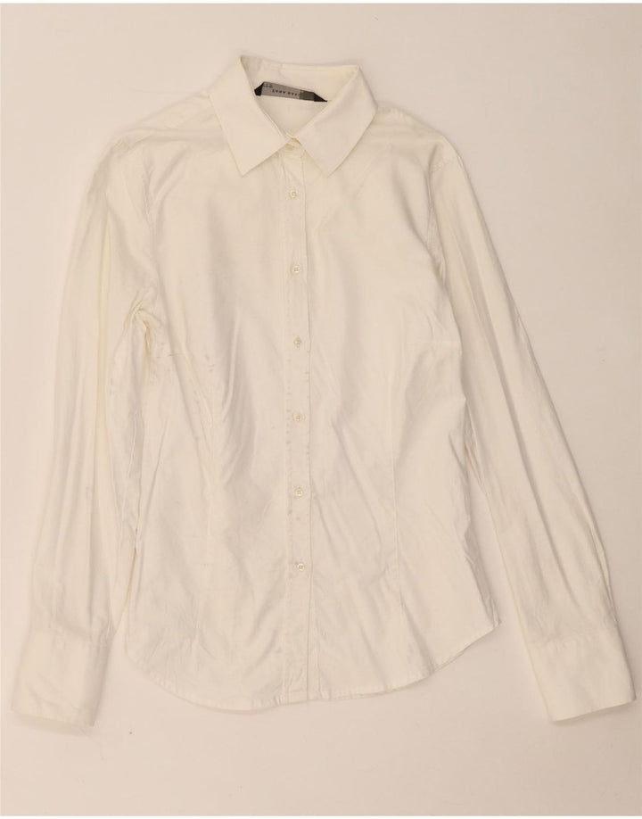 ZARA Womens Shirt UK 12 Medium Off White Cotton