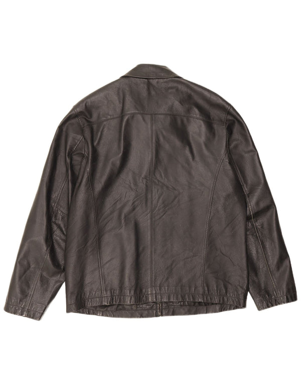 Private Mens Leather Jacket IT 52 XL Black
