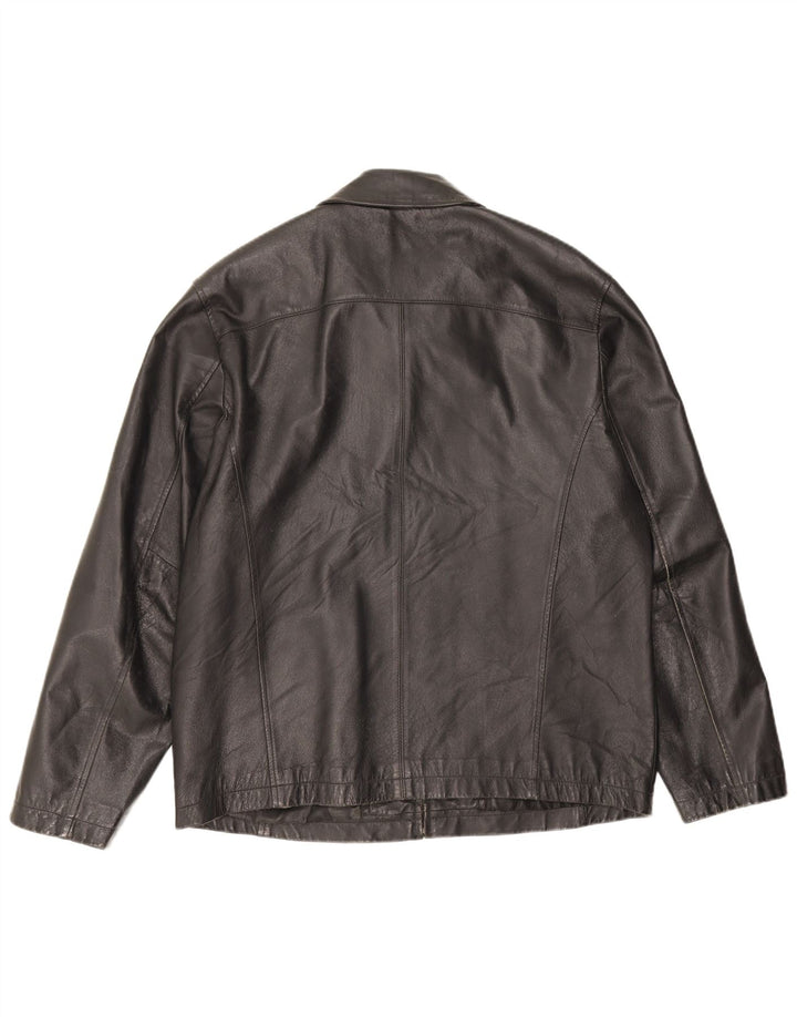 Private Mens Leather Jacket IT 52 XL Black