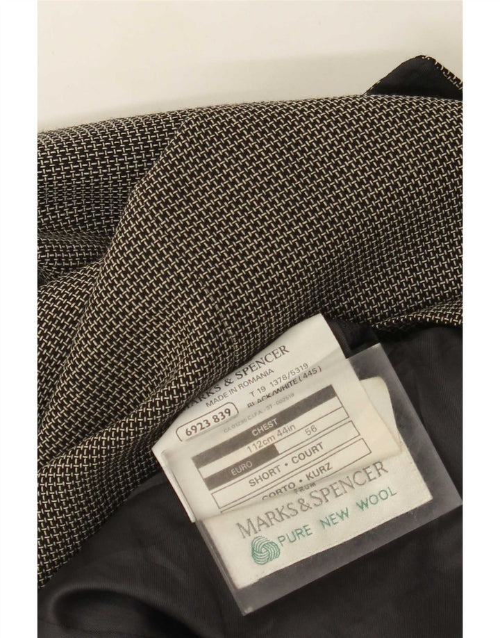 Marks & Spencer Mens 3 Button Blazer Jacket UK 44 XL Grey Gingham New Wool