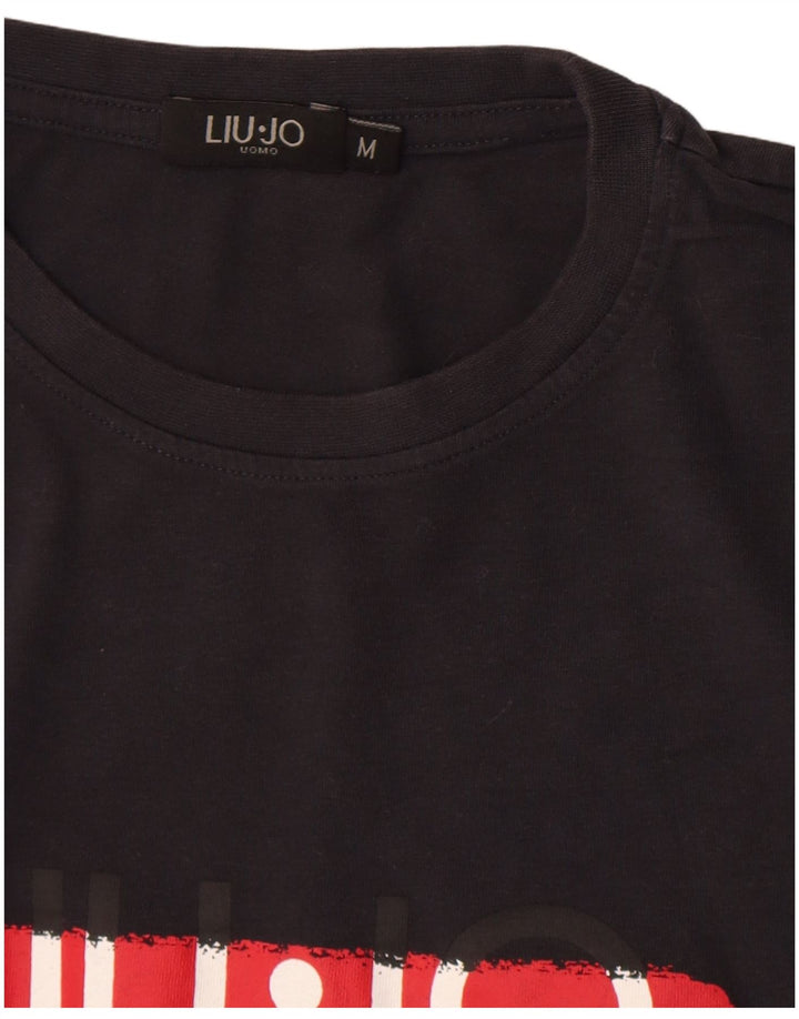 Liu Jo Mens Graphic T-Shirt Top Medium Black