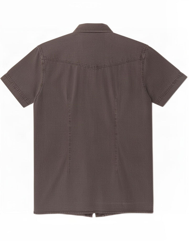 Lee Mens Military Short Sleeve Shirt Medium Grey Cotton