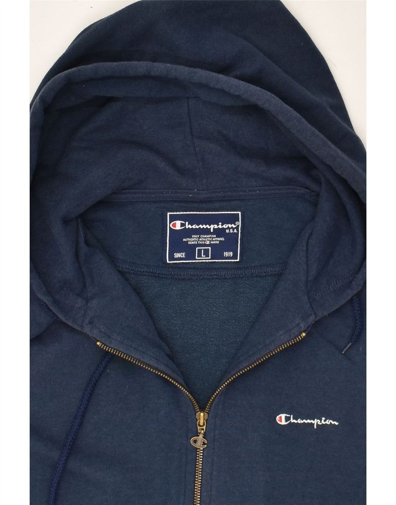 CHAMPION Mens Zip Hoodie Sweater Large Navy Blue Cotton | Vintage Champion | Thrift | Second-Hand Champion | Used Clothing | Messina Hembry 