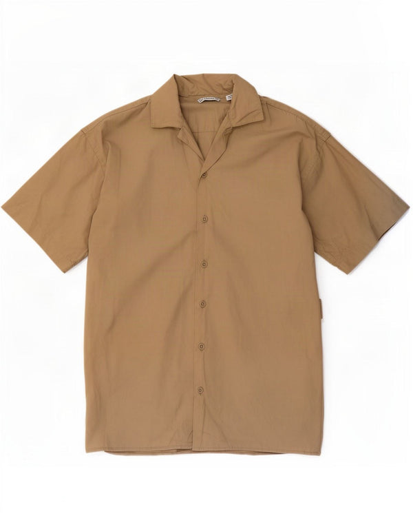 Jack & Jones Mens Short Sleeve Loose Fit Shirt XS Beige Cotton