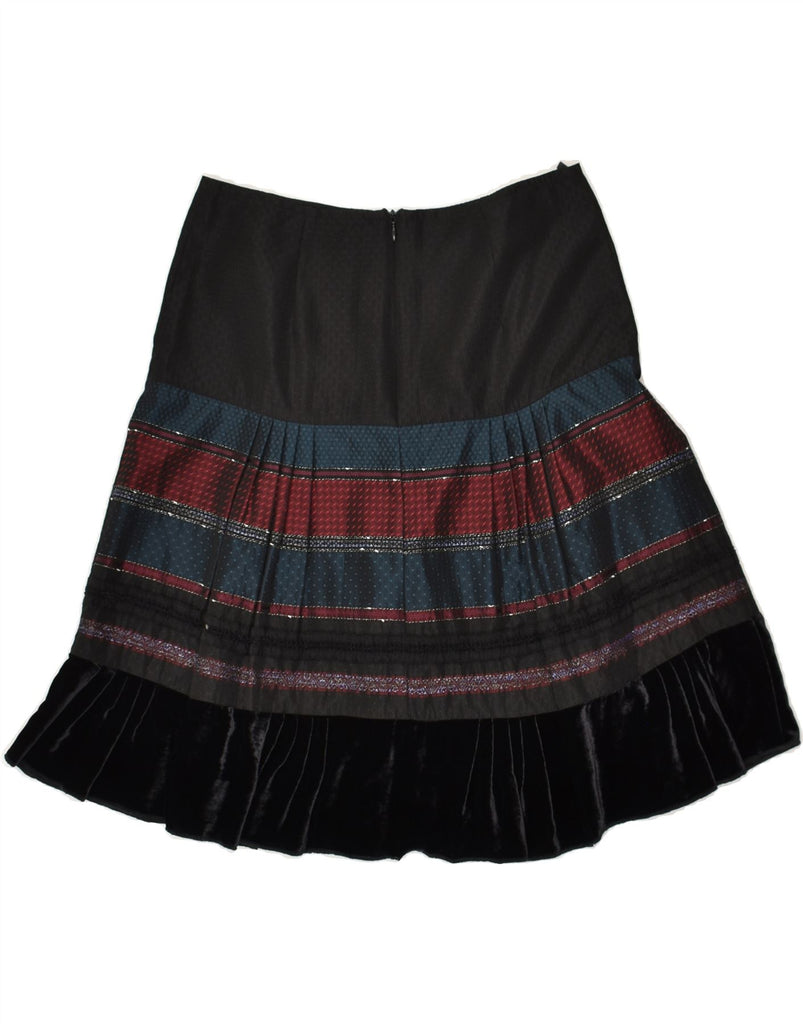 BENETTON Womens A-Line Skirt IT 40 Small W28 Black Patchwork Acetate | Vintage Benetton | Thrift | Second-Hand Benetton | Used Clothing | Messina Hembry 