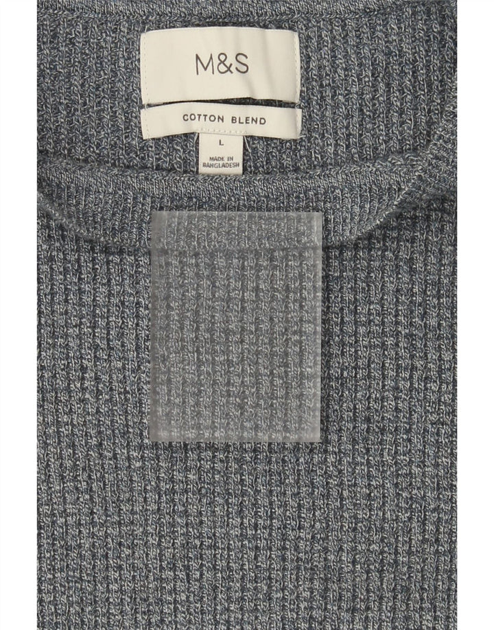 Marks & Spencer Mens Boat Neck Jumper Sweater Large Grey Flecked Cotton